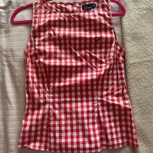 Fred Perry red gingham checked sleeveless ska punk UK mod